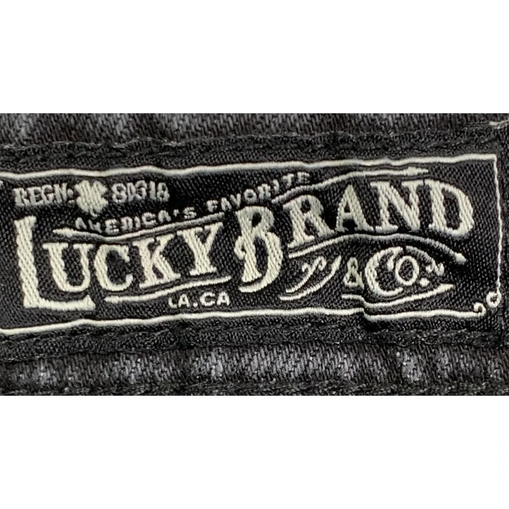 Lucky Brand Jean Shorts Womens Size 2/26 Lucky Pins Distressed Denim Black Jeans
